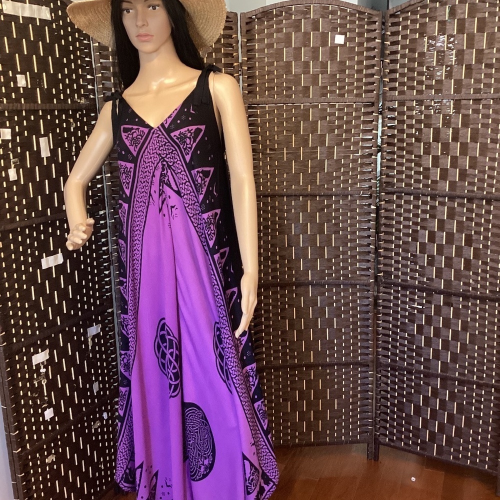 Asymmetrical Tie Strap Sundress ( Color: Purple) Free Size